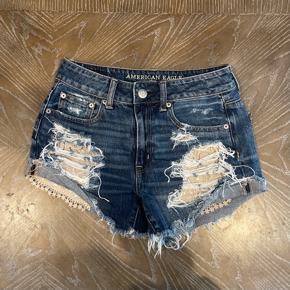 American Eagle denim shorts, distressed